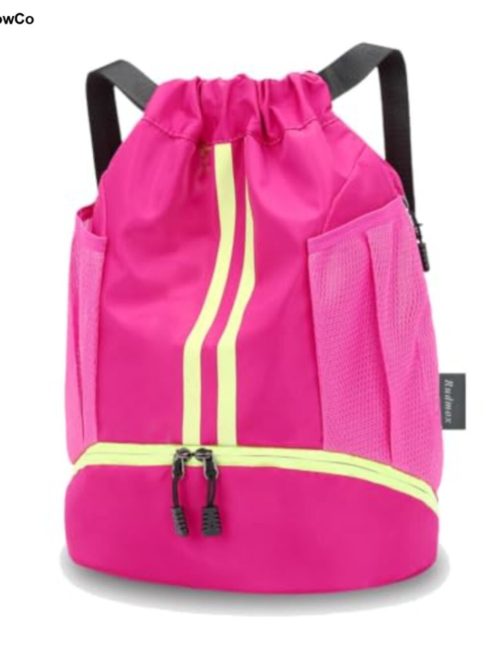 Drawstring Backpack Gym Bag with Shoe Compartment Water Resistant Nylon